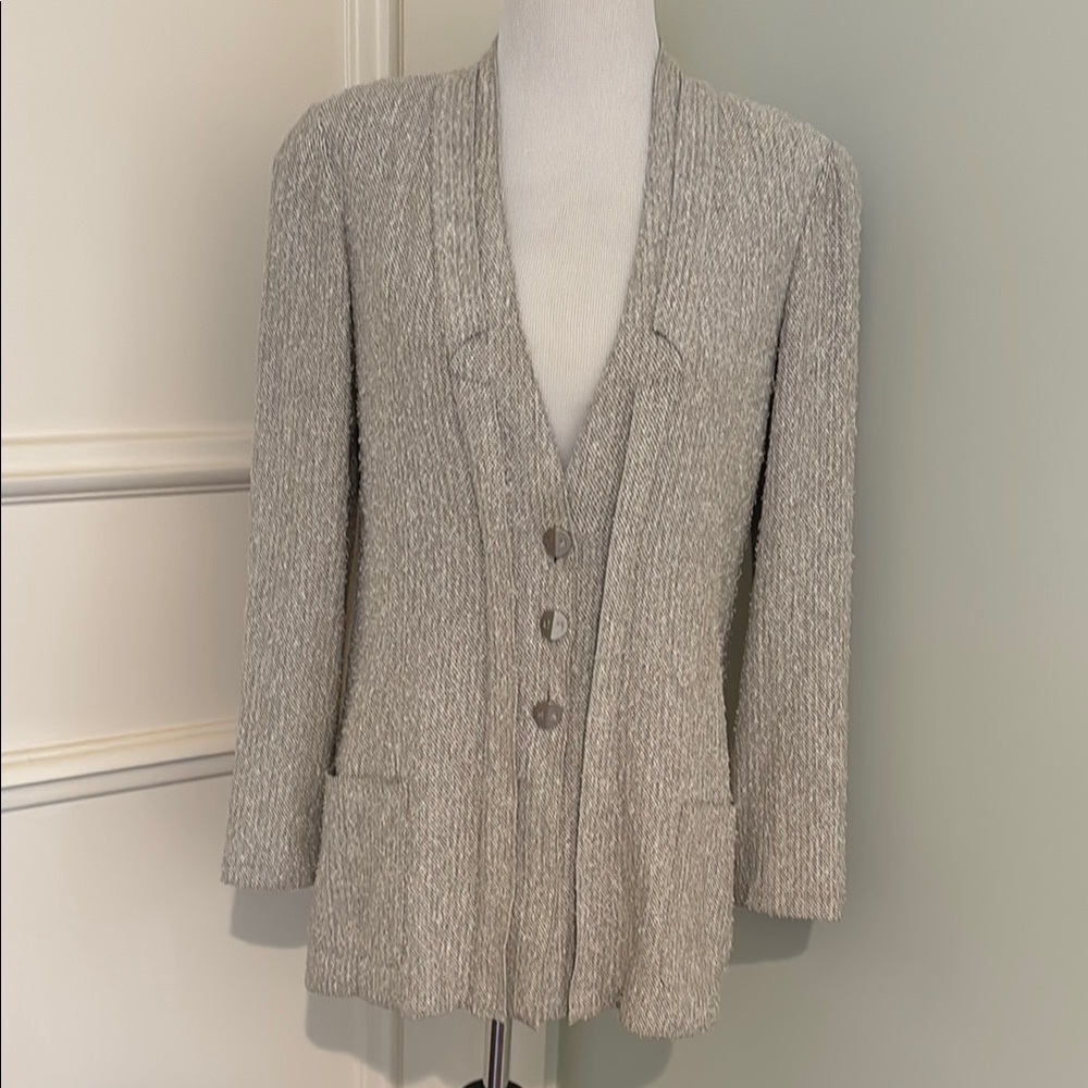CHANEL Light beige Button-Front Cardigan Jacket